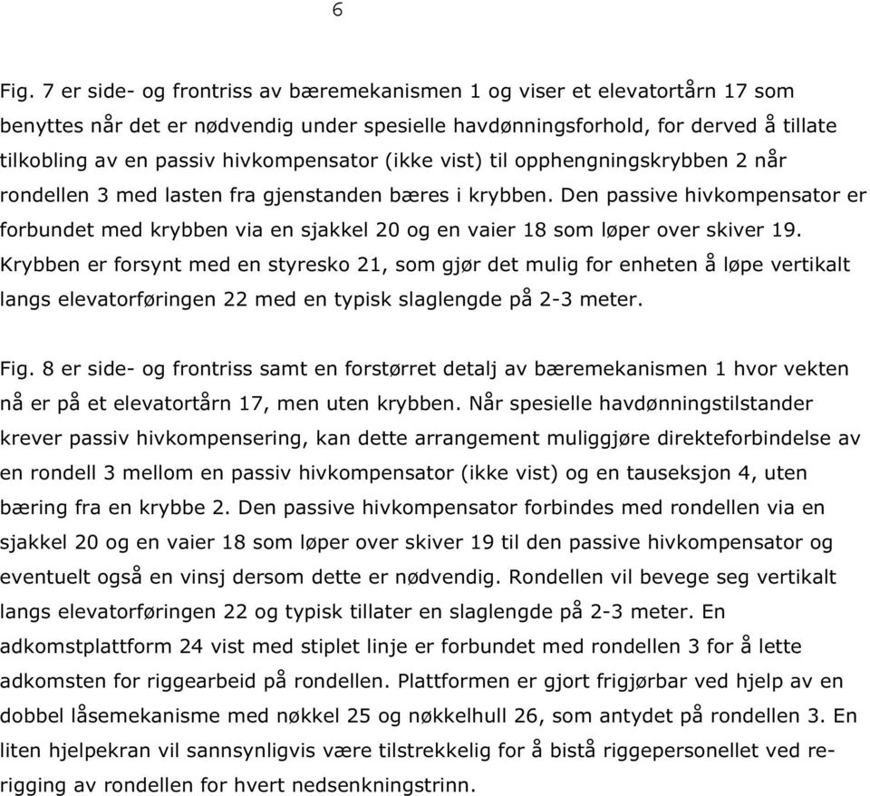 hivkompensator (ikke vist) til opphengningskrybben 2 når rondellen 3 med lasten fra gjenstanden bæres i krybben.