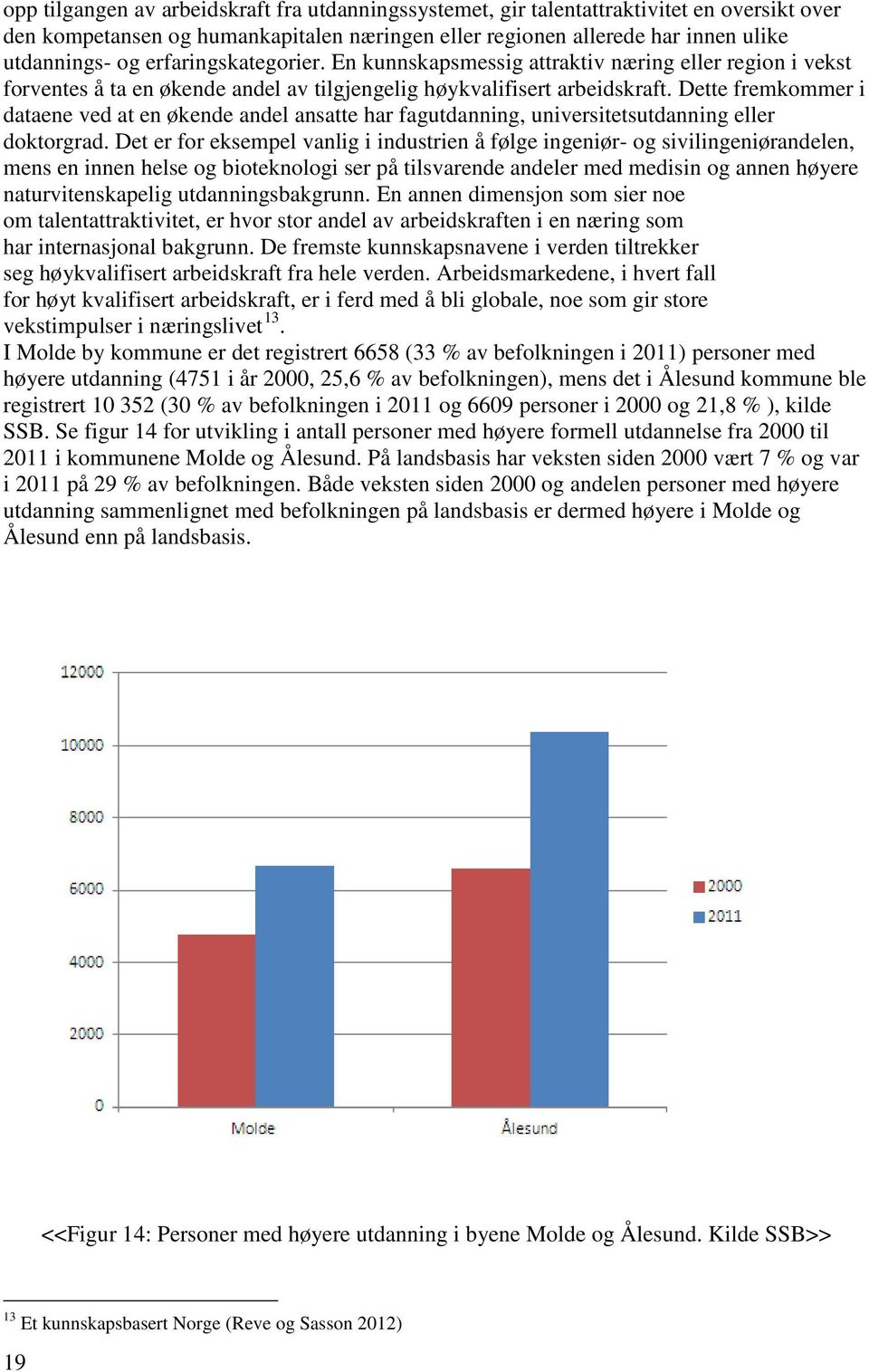 Dette fremkommer i dataene ved at en økende andel ansatte har fagutdanning, universitetsutdanning eller doktorgrad.