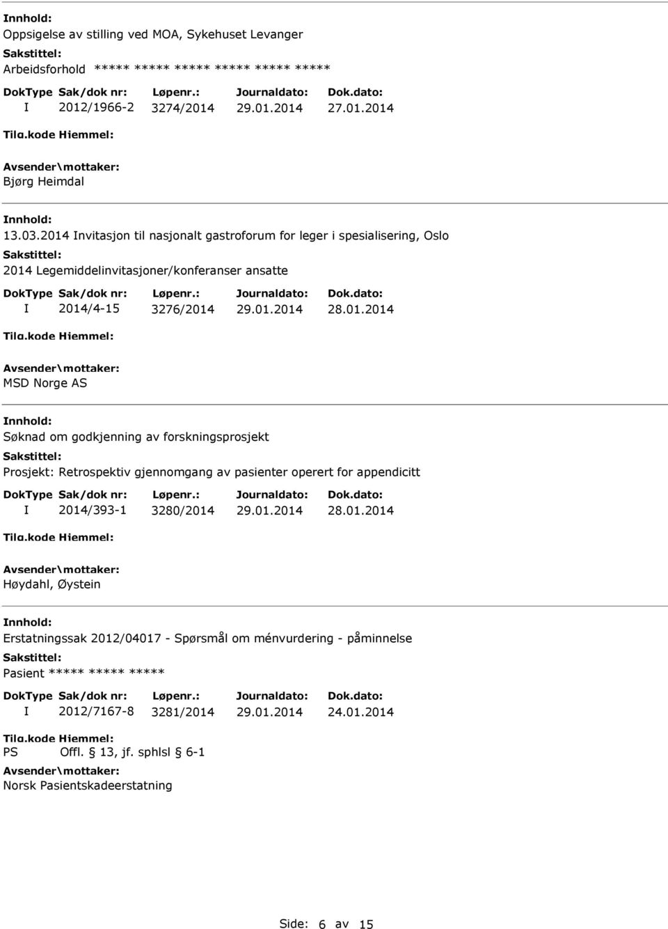 Norge AS Søknad om godkjenning av forskningsprosjekt Prosjekt: Retrospektiv gjennomgang av pasienter operert for appendicitt 2014/393-1 3280/2014