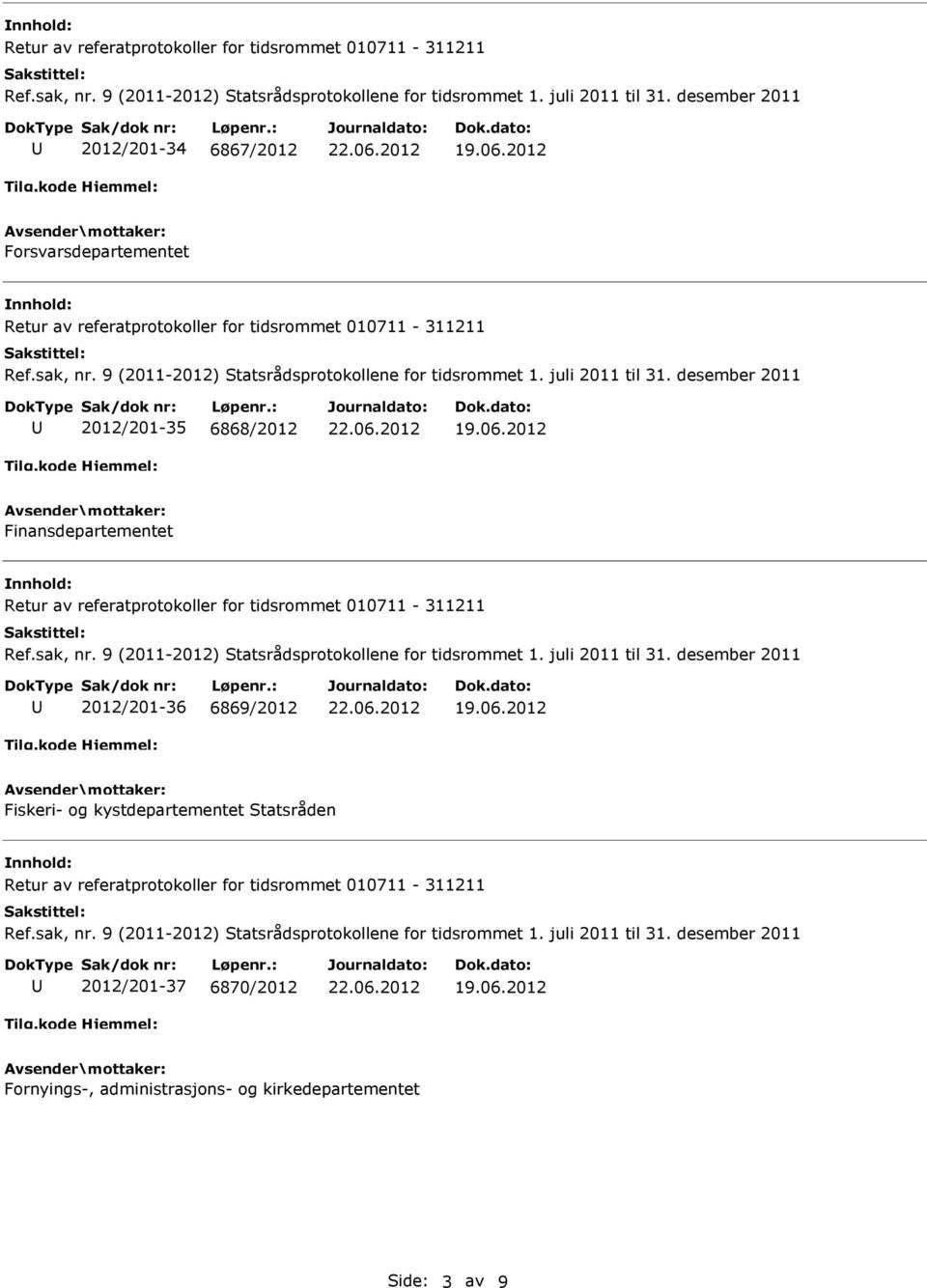 Fiskeri- og kystdepartementet Statsråden 2012/201-37