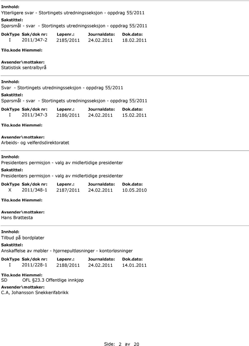 2011 Arbeids- og velferdsdirektoratet Presidenters permisjon - valg av midlertidige presidenter Presidenters permisjon - valg av midlertidige presidenter 2011/348-1 2187/2011 10.05.