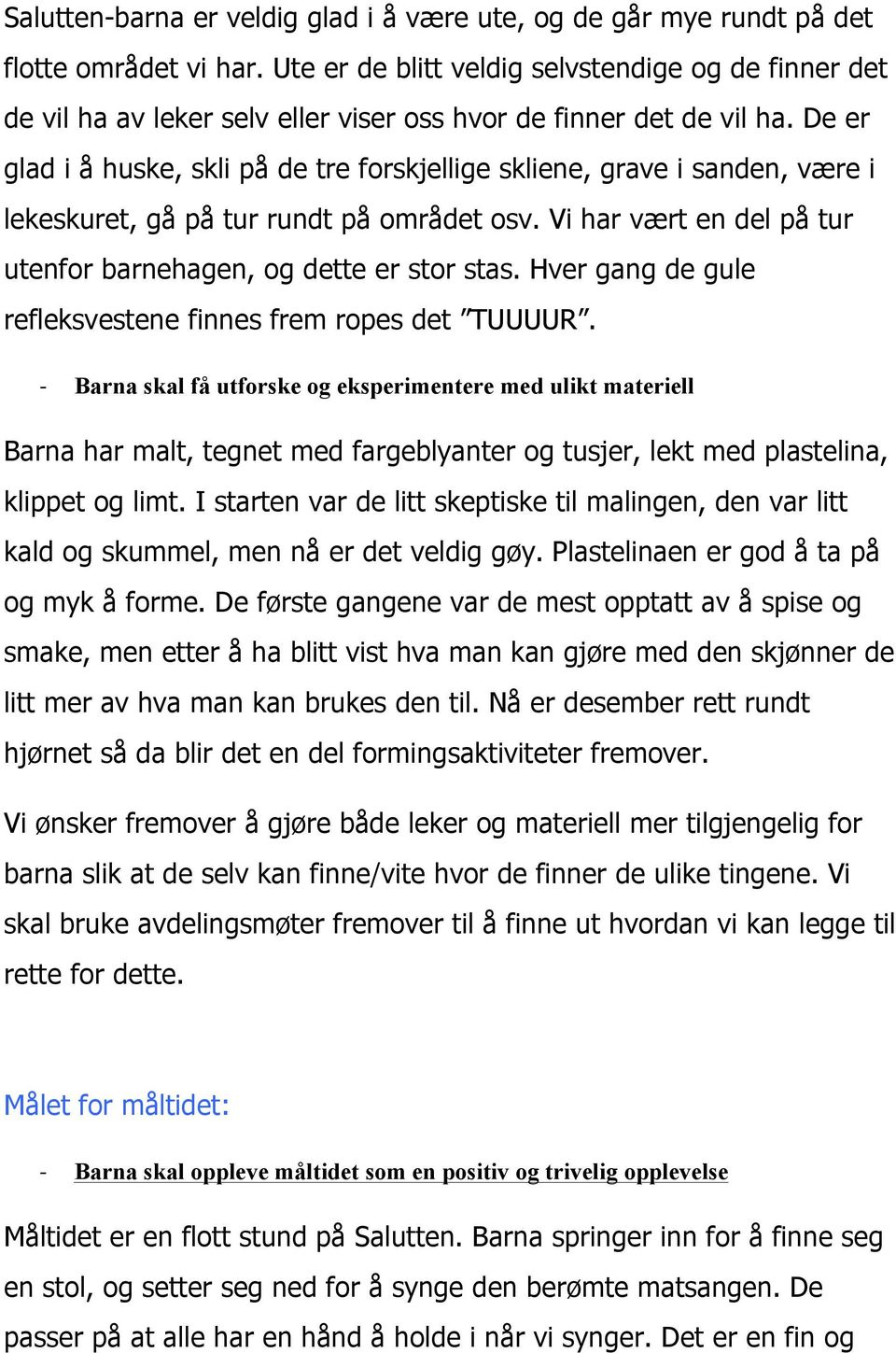 De er glad i å huske, skli på de tre forskjellige skliene, grave i sanden, være i lekeskuret, gå på tur rundt på området osv. Vi har vært en del på tur utenfor barnehagen, og dette er stor stas.