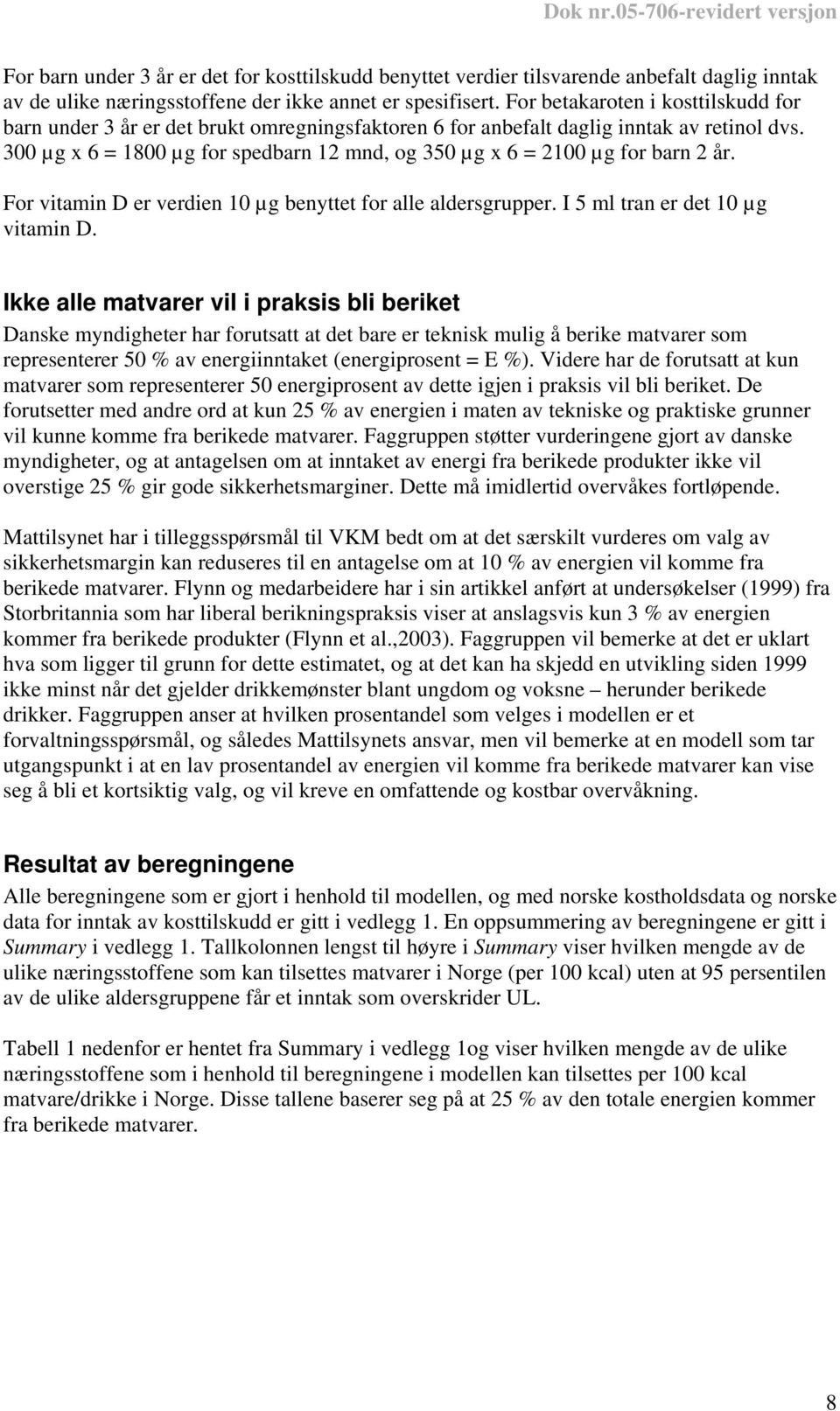 300 µg x 6 = 1800 µg for spedbarn 12 mnd, og 350 µg x 6 = 2100 µg for barn 2 år. For vitamin D er verdien 10 µg benyttet for alle aldersgrupper. I 5 ml tran er det 10 µg vitamin D.