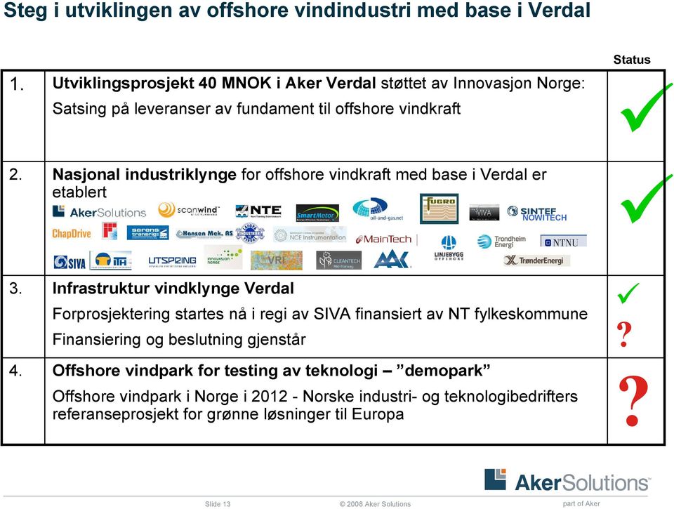 Nasjonal industriklynge for offshore vindkraft med base i Verdal er etablert NOWITECH 3. 4.