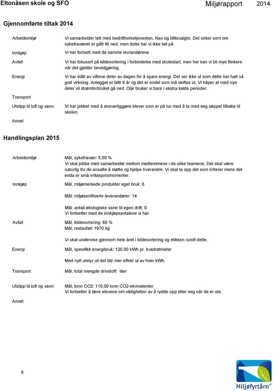 Vi har fortsett med de samme levrandørene Vi har fokusert på kildesortering i forbindelse med skolestart, men her kan vi bli mye flinkere når det gjelder bevistgjøring.