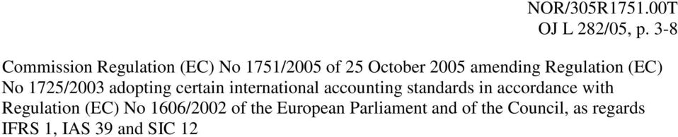 Regulation (EC) No 1725/2003 adopting certain international accounting