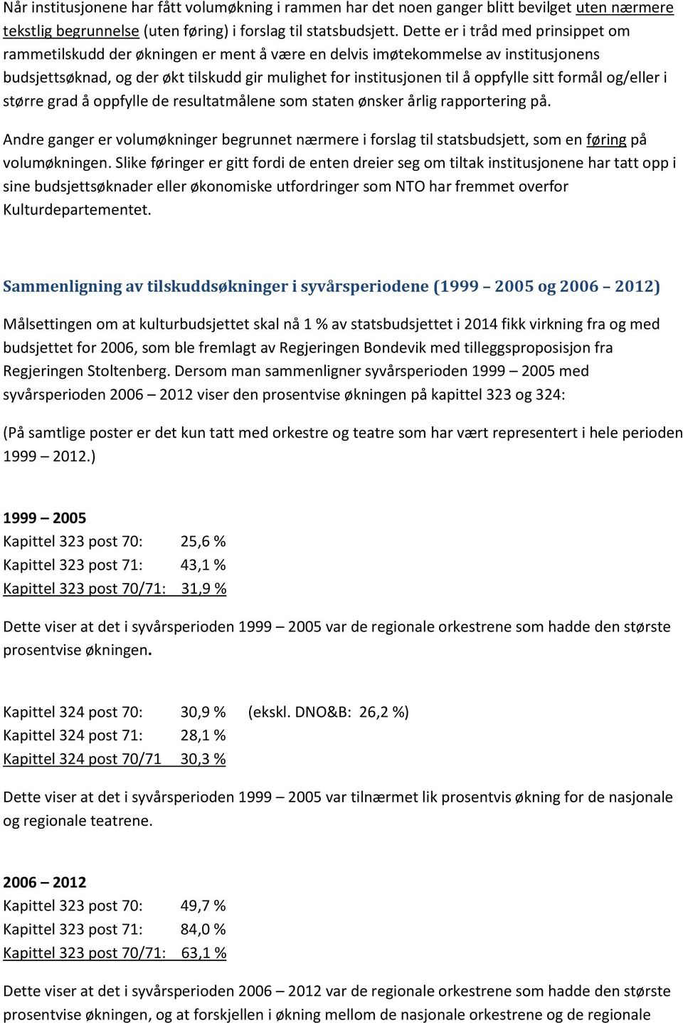 sitt formål og/eller i større grad å oppfylle de resultatmålene som staten ønsker årlig rapportering på.