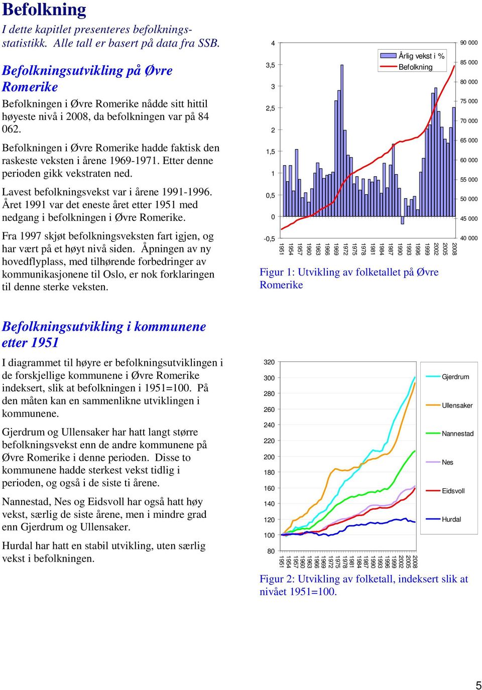 Etter denne perioden gikk vekstraten ned. Lavest befolkningsvekst var i årene 1991-1996. Året 1991 var det eneste året etter 1951 med nedgang i befolkningen i.