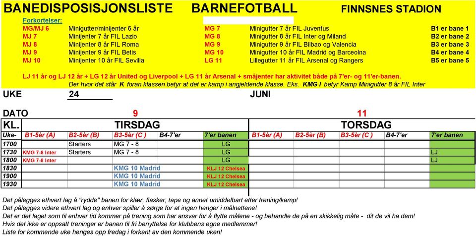 1730 KMG 7-8 Inter Starters MG 7-8 LG LJ 1800 KMG 7-8 Inter LG LJ 1830 KMG 10