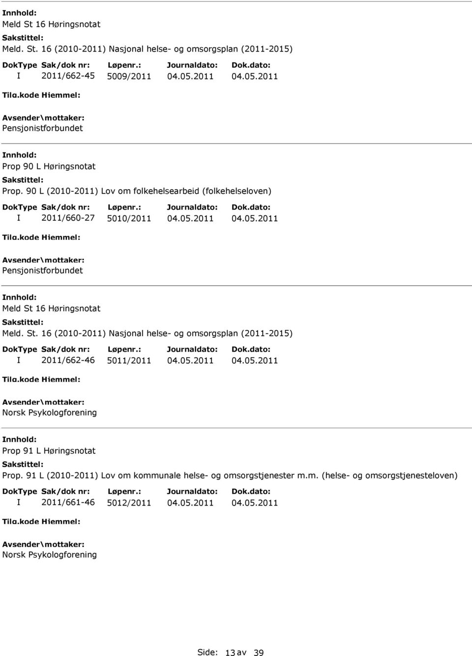 90 L (2010-2011) Lov om folkehelsearbeid (folkehelseloven) 2011/660-27