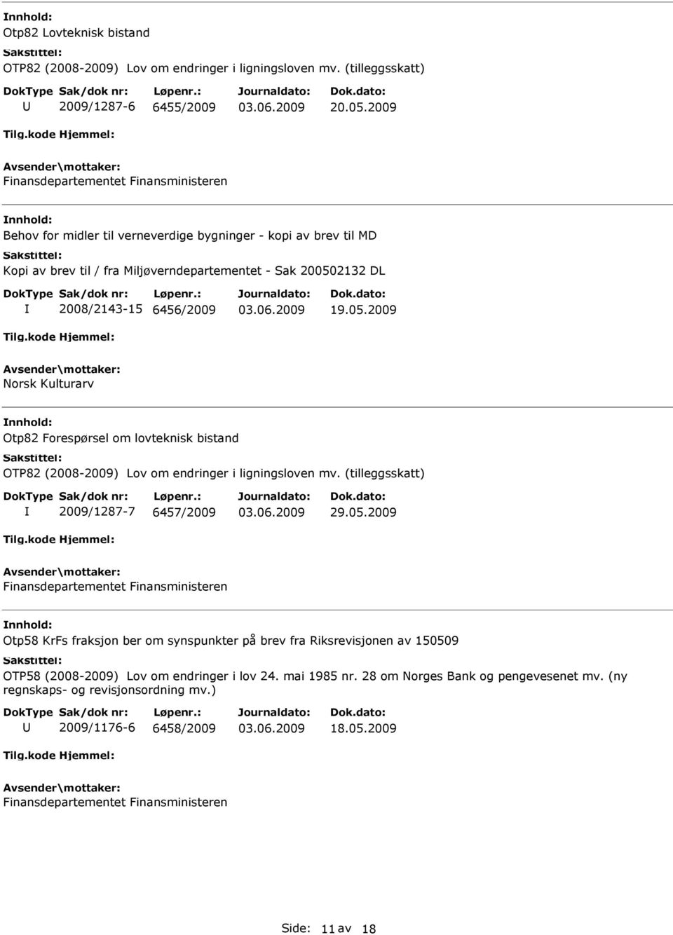 2132 DL 2008/2143-15 6456/2009 19.05.2009 Norsk Kulturarv Otp82 Forespørsel om lovteknisk bistand OTP82 (2008-2009) Lov om endringer i ligningsloven mv.