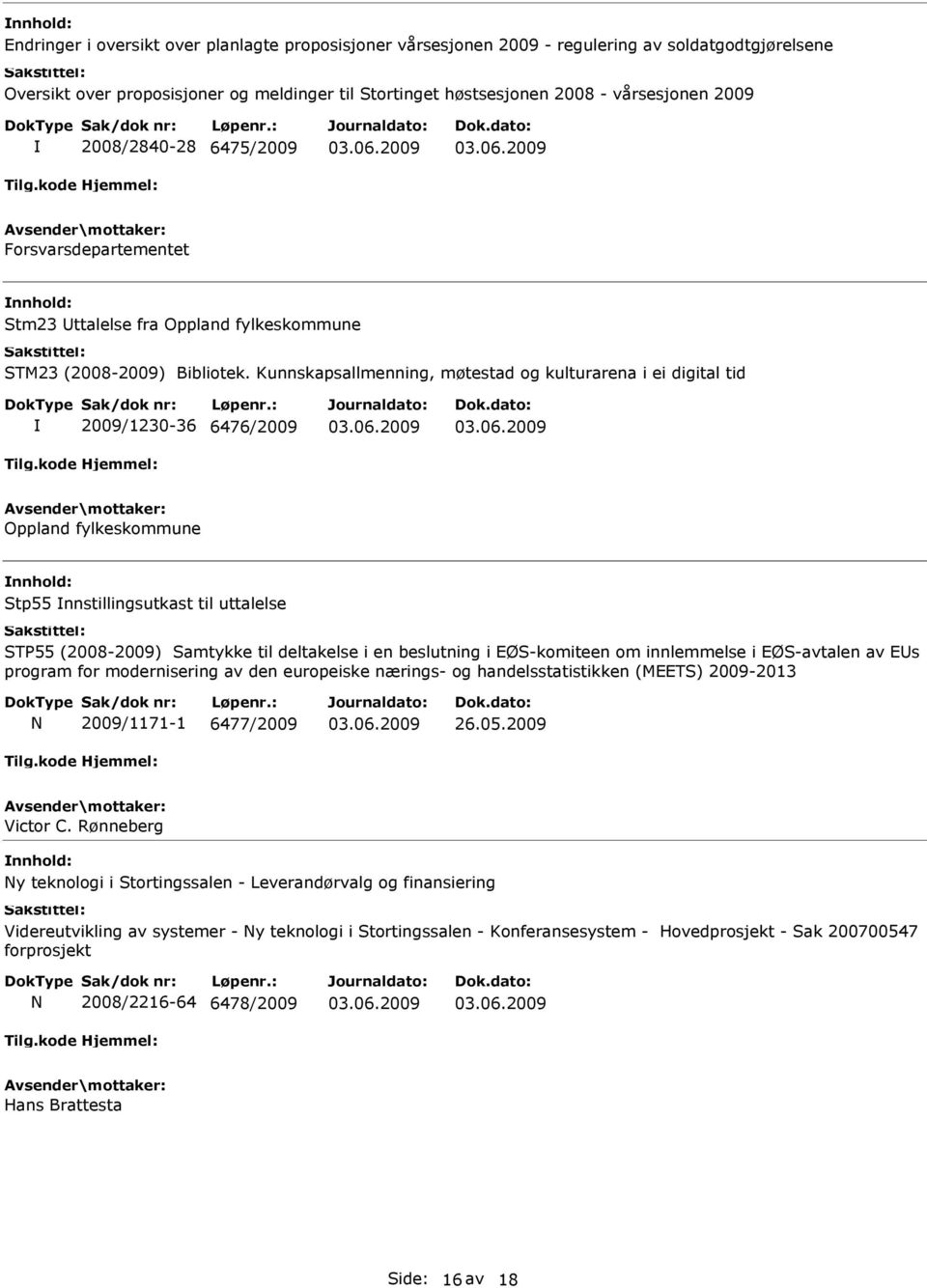 Kunnskapsallmenning, møtestad og kulturarena i ei digital tid 2009/1230-36 6476/2009 Oppland fylkeskommune Stp55 nnstillingsutkast til uttalelse STP55 (2008-2009) Samtykke til deltakelse i en