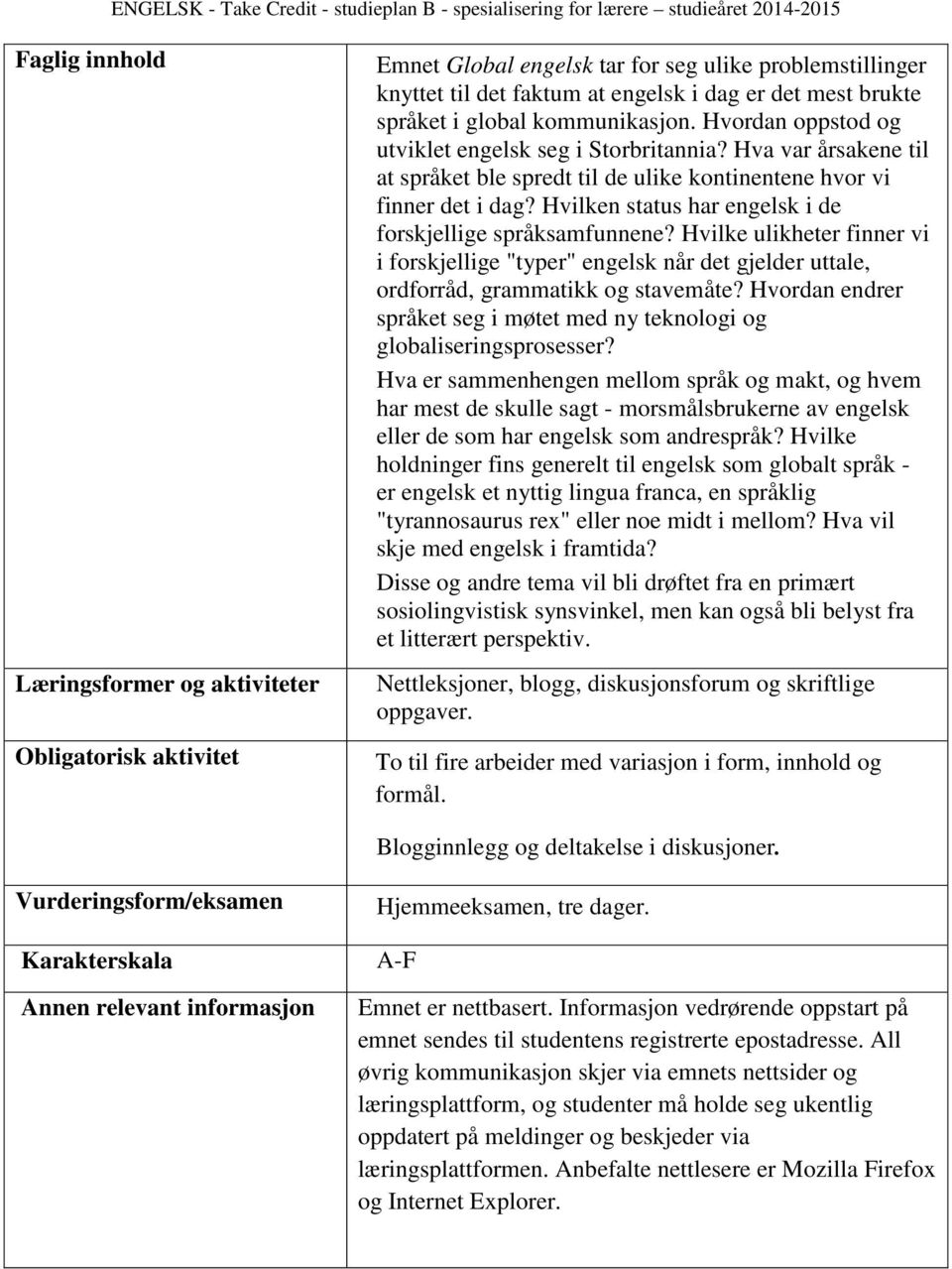 Hvilken status har engelsk i de forskjellige språksamfunnene? Hvilke ulikheter finner vi i forskjellige "typer" engelsk når det gjelder uttale, ordforråd, grammatikk og stavemåte?