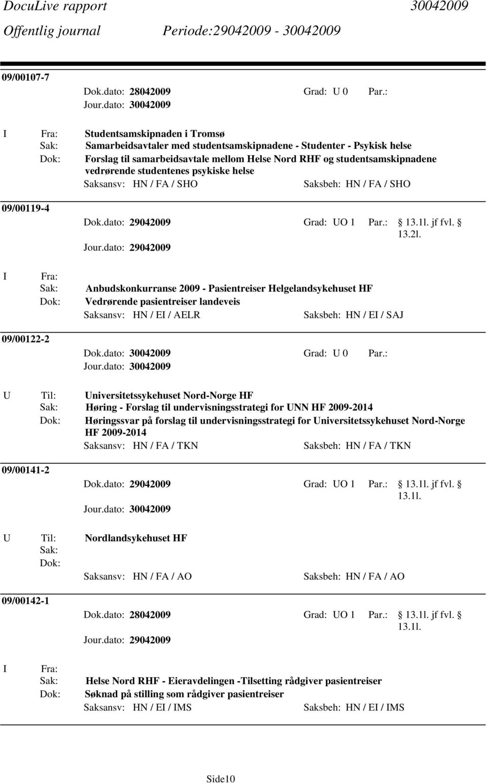 Anbudskonkurranse 2009 - Pasientreiser Helgelandsykehuset HF Vedrørende pasientreiser landeveis Saksansv: HN / E / AELR Saksbeh: HN / E / SAJ 09/00122-2 Dok.dato: 30042009 Grad: U 0 Par.