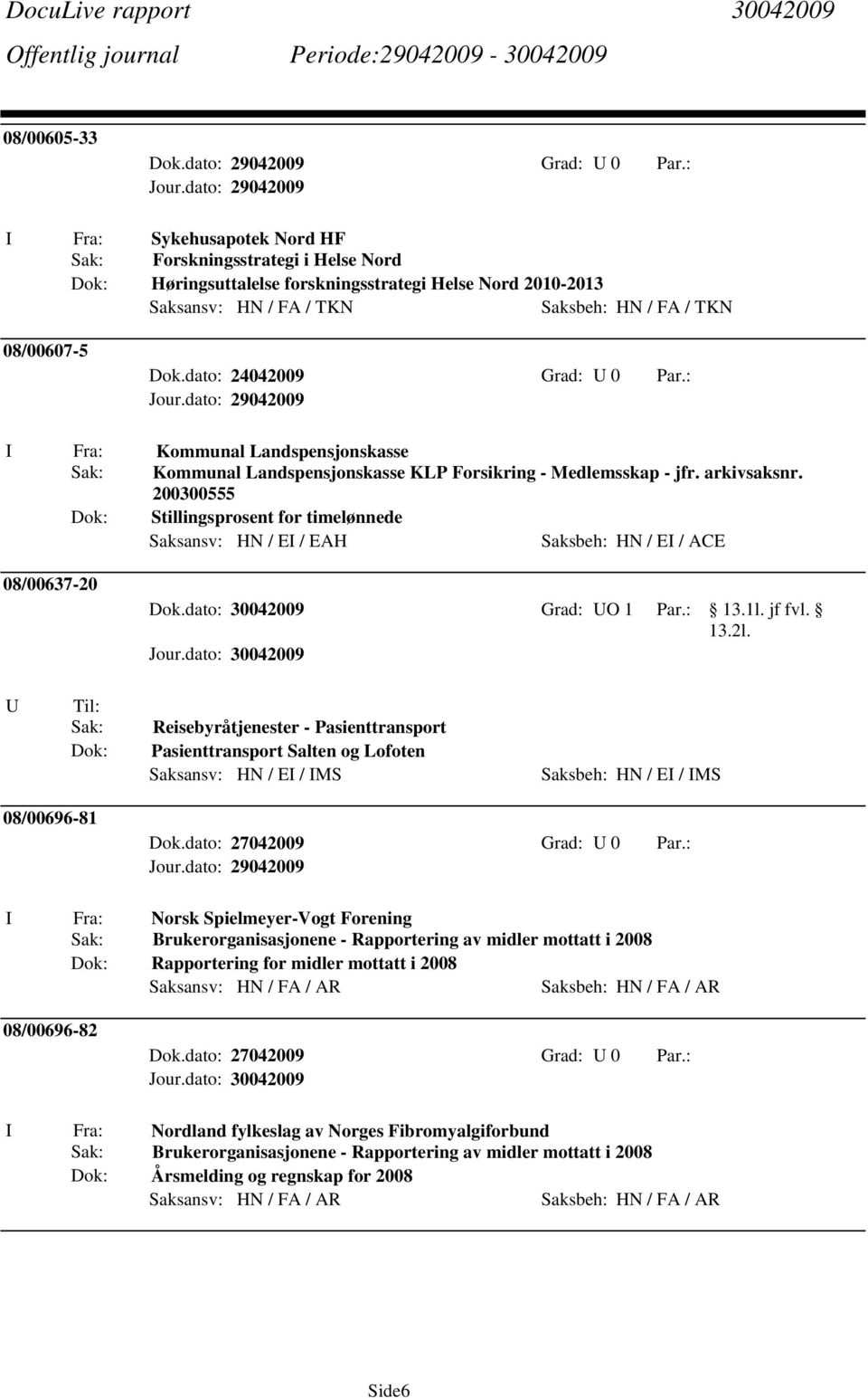 dato: 24042009 Grad: U 0 Par.: Kommunal Landspensjonskasse Kommunal Landspensjonskasse KLP Forsikring - Medlemsskap - jfr. arkivsaksnr.