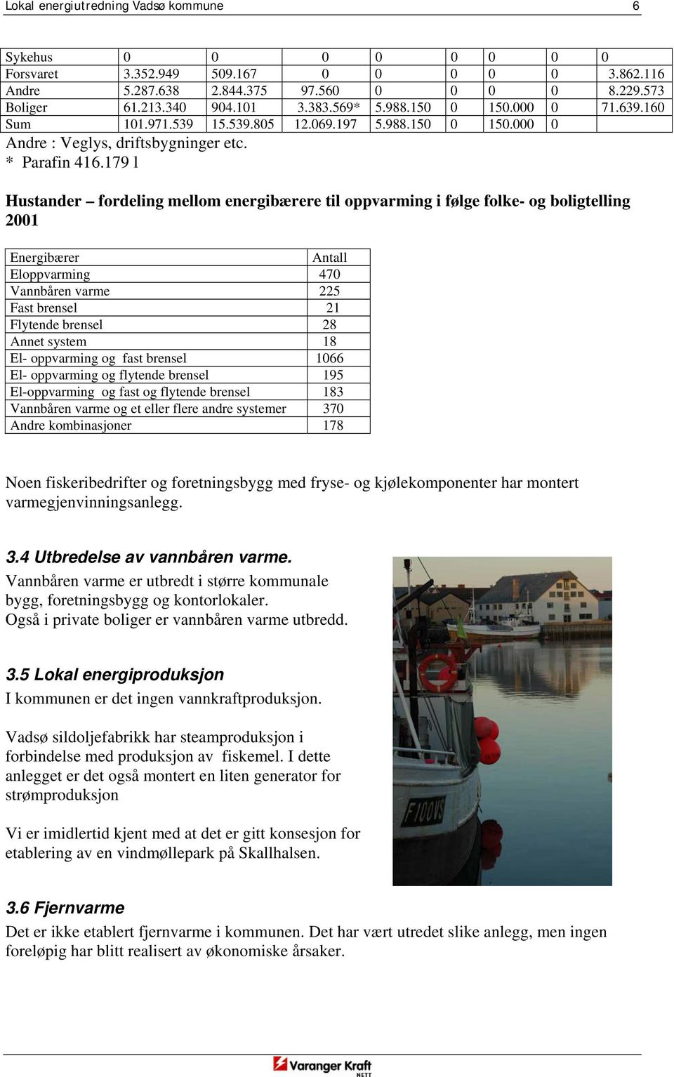 179 l Hustander fordeling mellom energibærere til oppvarming i følge folke- og boligtelling 2001 Energibærer Antall Eloppvarming 470 Vannbåren varme 225 Fast brensel 21 Flytende brensel 28 Annet