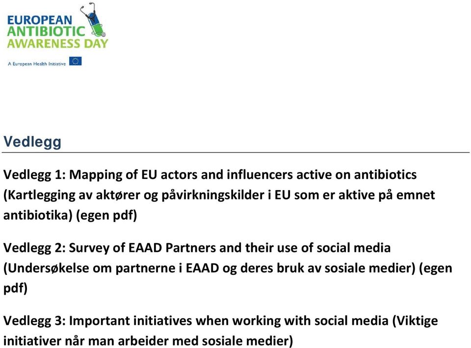 their use of social media (Undersøkelse om partnerne i EAAD og deres bruk av sosiale medier) (egen pdf)