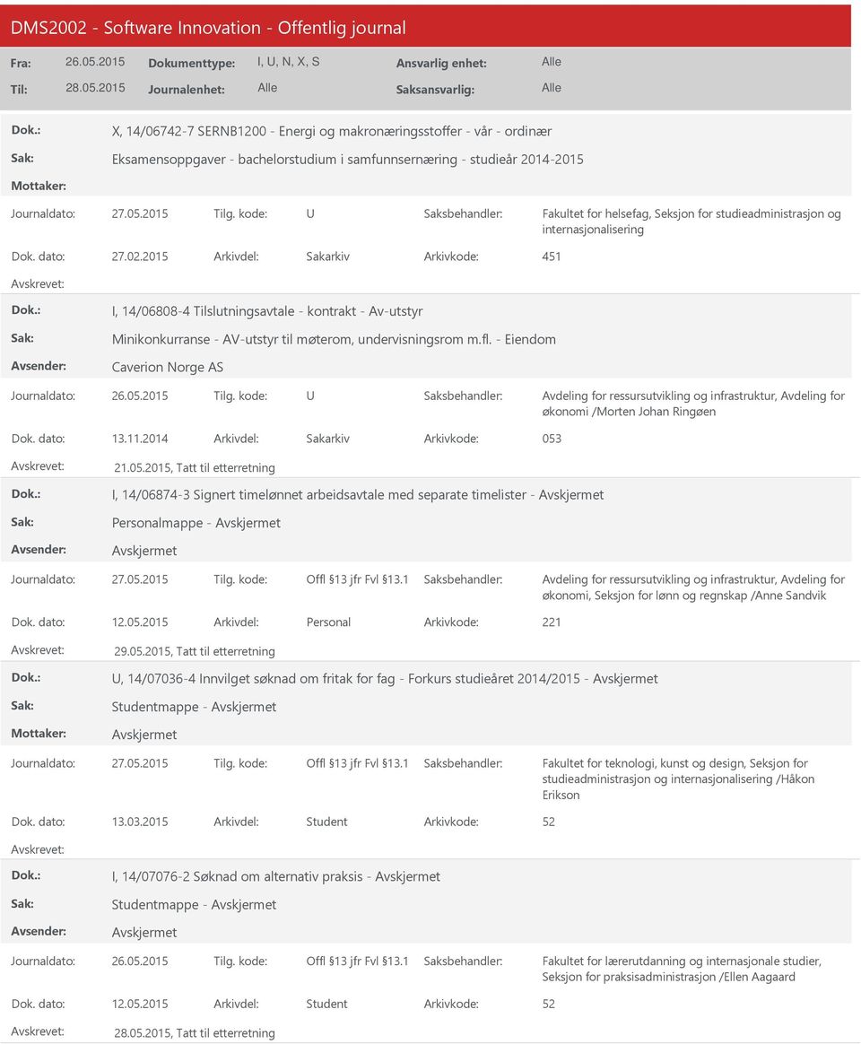 - Eiendom Caverion Norge AS Journaldato: Tilg. kode: økonomi /Morten Johan Ringøen Dok. dato: 13.11.2014 Arkivdel: Sakarkiv Arkivkode: 053