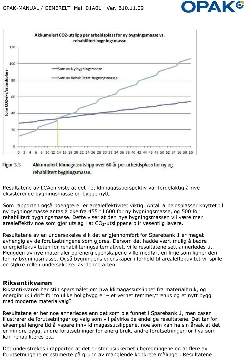 Dette viser at den nye bygningsmassen vil være mer arealeffektiv noe som gjør utslag i at CO 2 -utslippene blir vesentlig lavere.