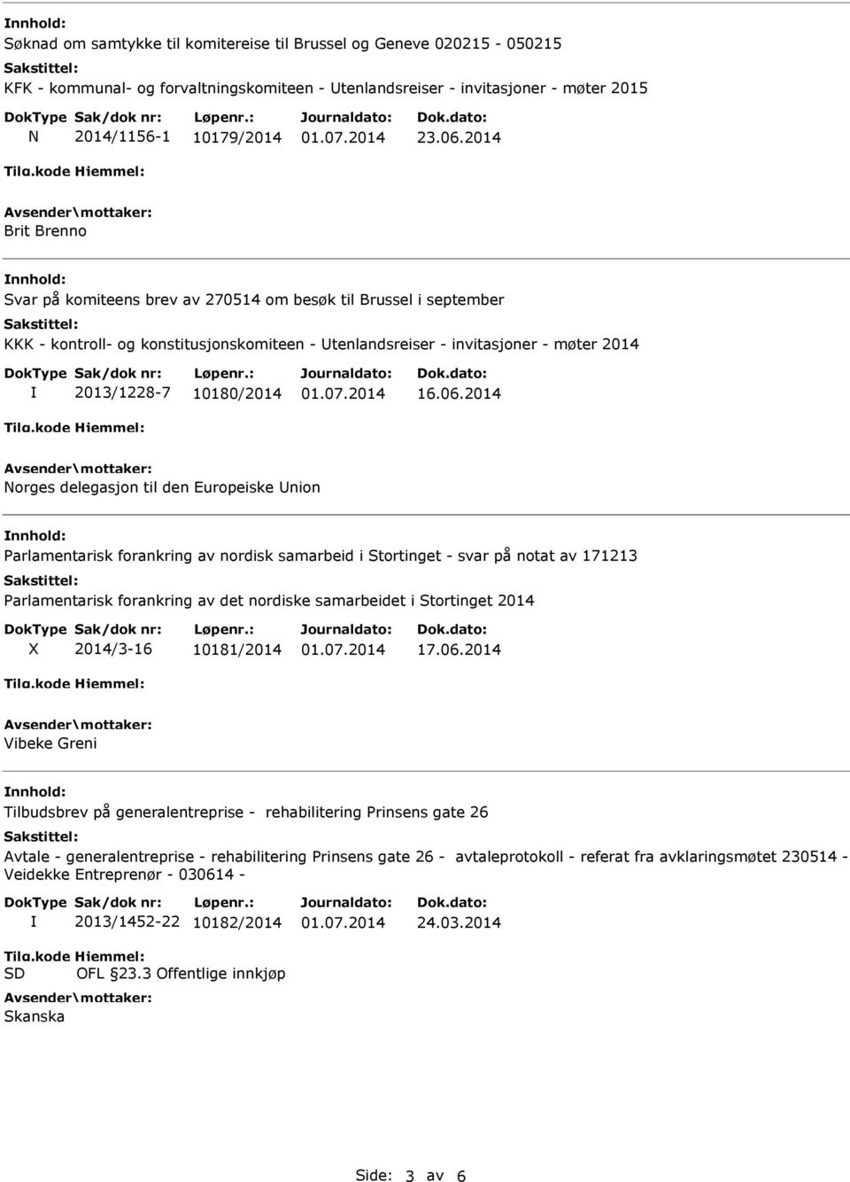 06.2014 orges delegasjon til den Europeiske Union Parlamentarisk forankring av nordisk samarbeid i Stortinget - svar på notat av 171213 Parlamentarisk forankring av det nordiske samarbeidet i