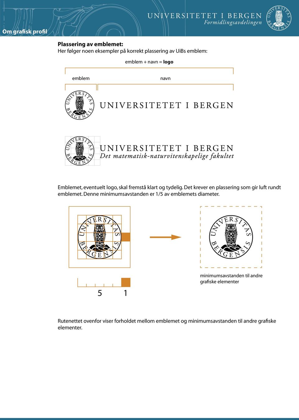 Det krever en plassering som gir luft rundt emblemet. Denne minimumsavstanden er 1/5 av emblemets diameter.