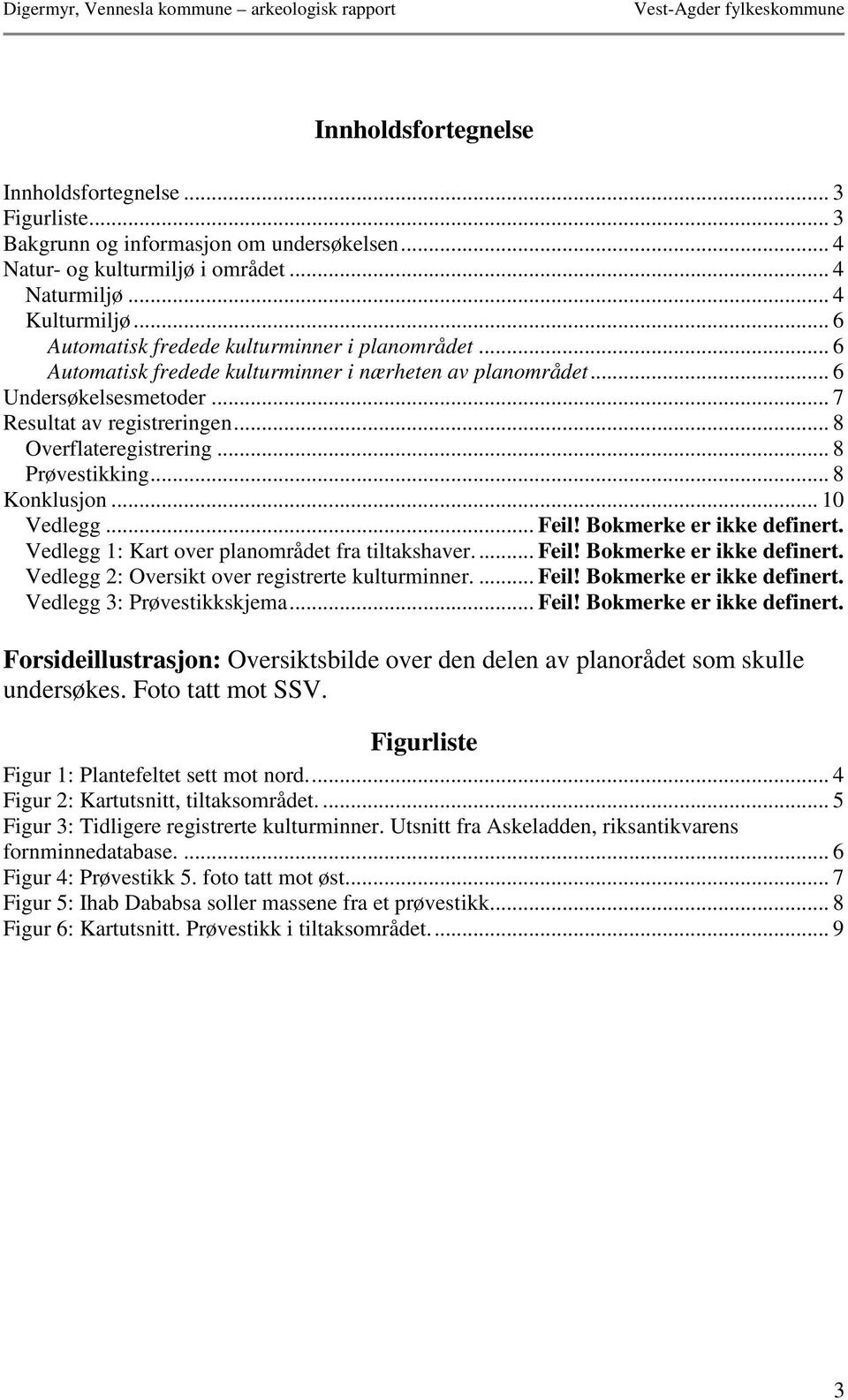 .. 8 Prøvestikking... 8 Konklusjon... 10 Vedlegg... Feil! Bokmerke er ikke definert. Vedlegg 1: Kart over planområdet fra tiltakshaver.... Feil! Bokmerke er ikke definert. Vedlegg 2: Oversikt over registrerte kulturminner.