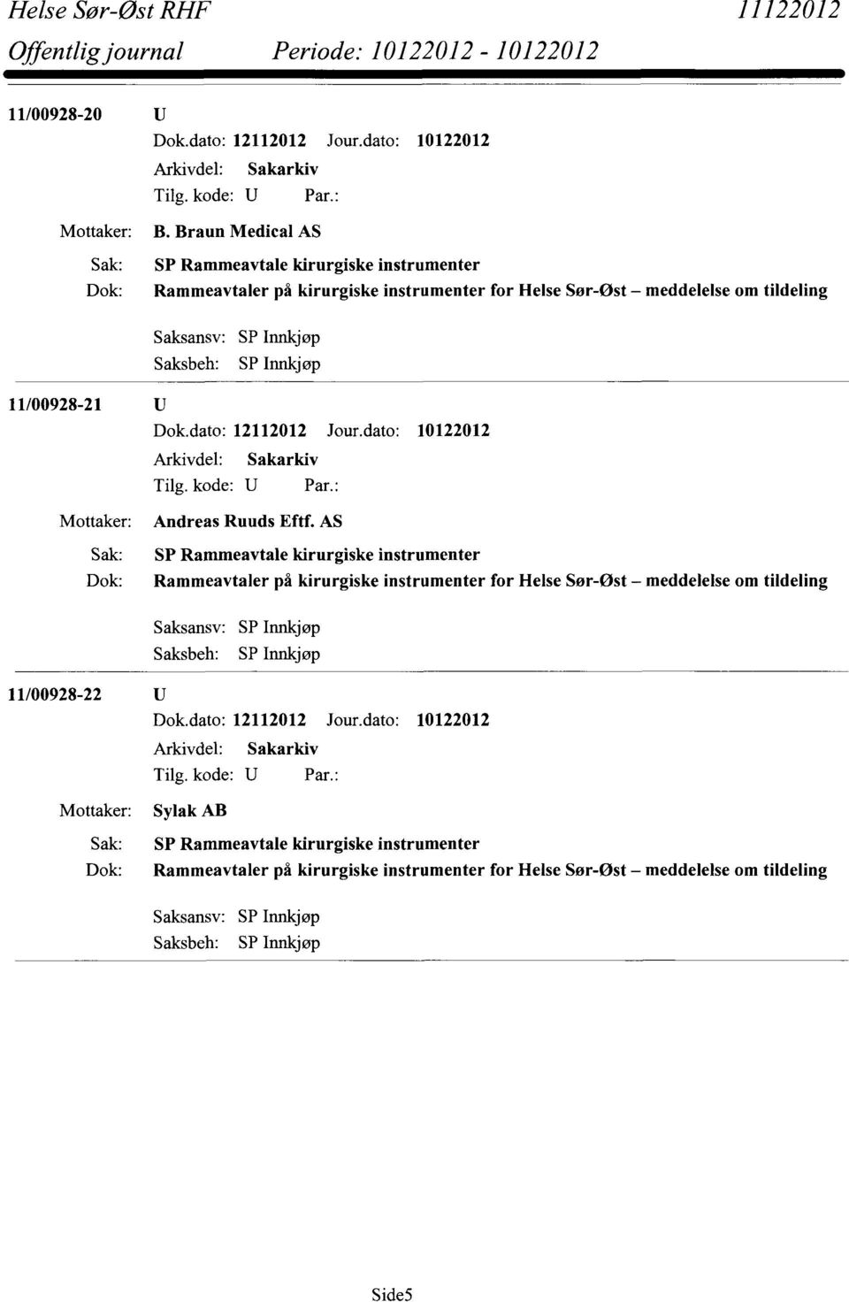 Saksbeh: SP Innkjøp SP Innkjøp 11/00928-21 Andreas Ruuds Eftf.