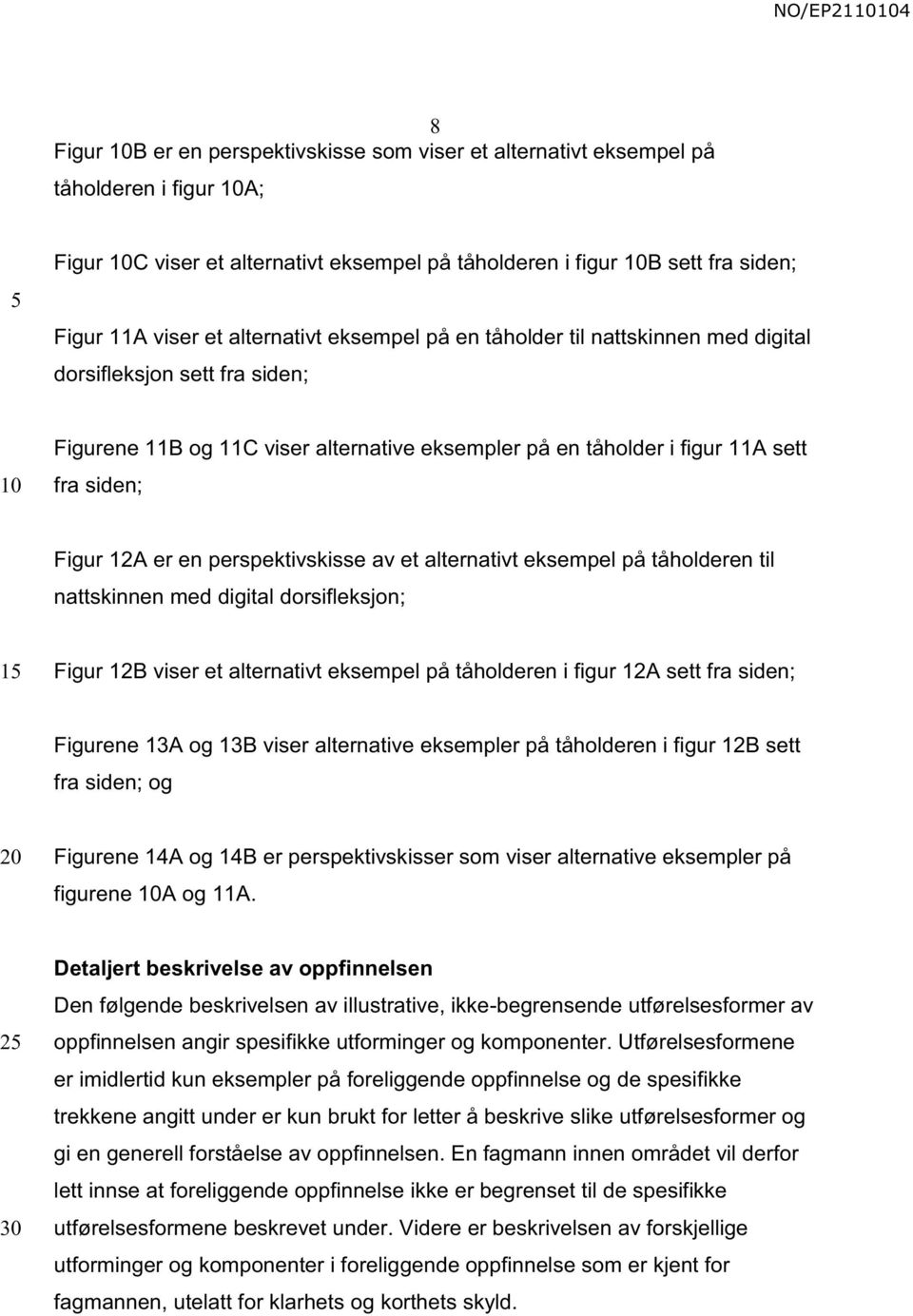 en perspektivskisse av et alternativt eksempel på tåholderen til nattskinnen med digital dorsifleksjon; 1 Figur 12B viser et alternativt eksempel på tåholderen i figur 12A sett fra siden; Figurene