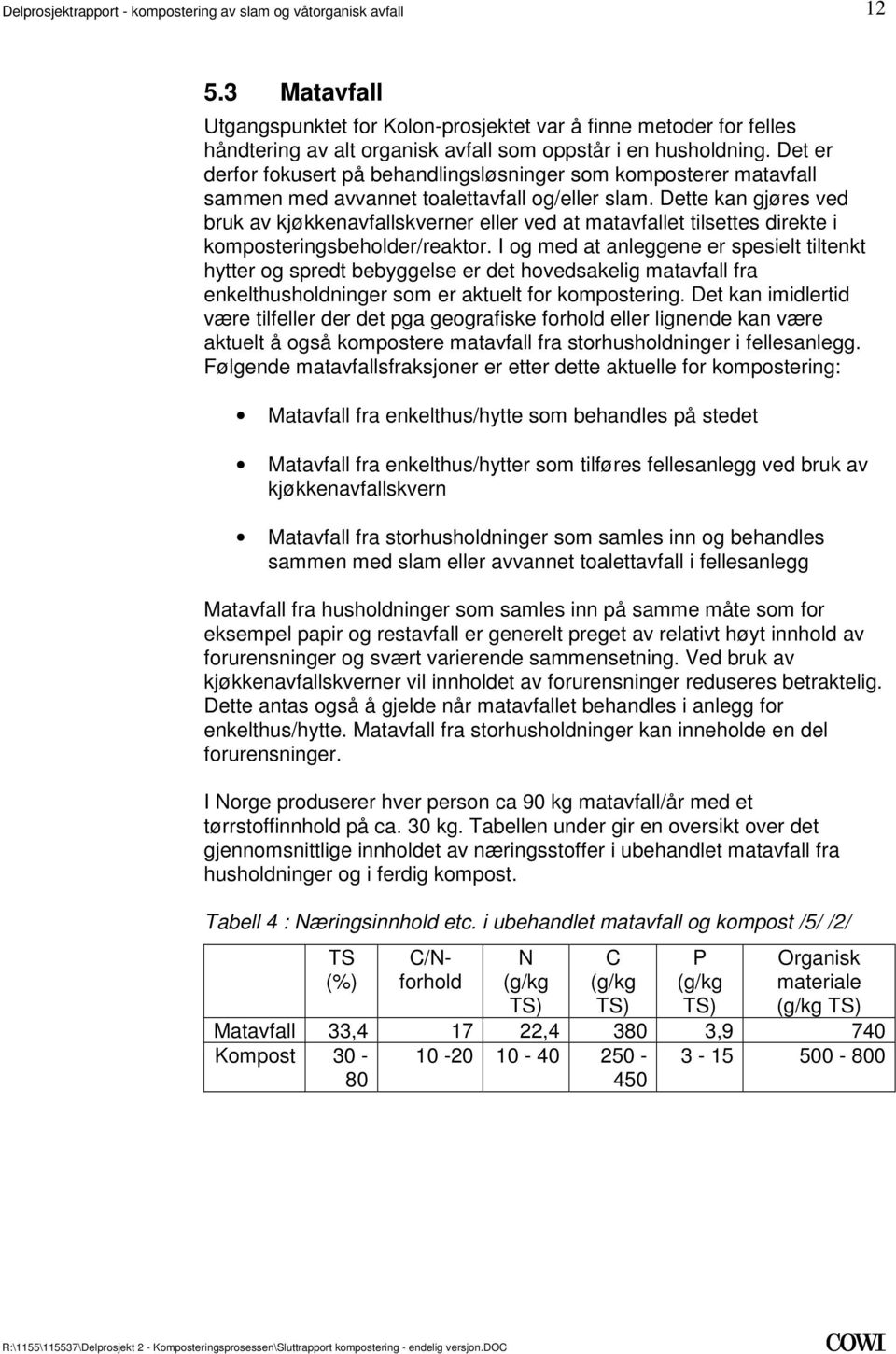 og med at anleggene er spesielt tiltenkt hytter og spredt bebyggelse er det hovedsakelig matavfall fra enkelthusholdninger som er aktuelt for kompostering Det kan imidlertid være tilfeller der det