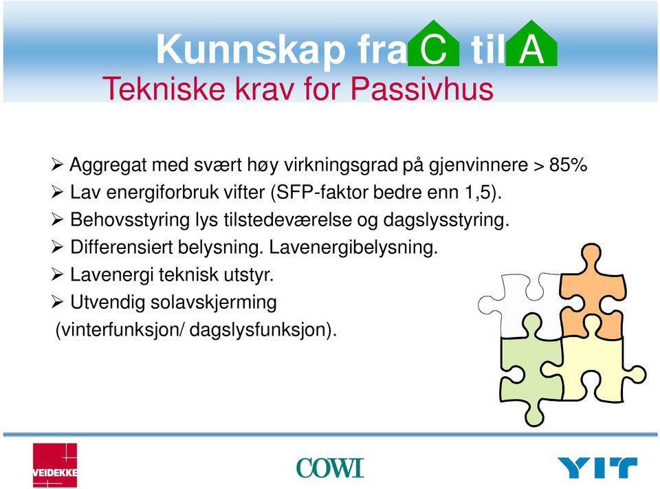 Behovsstyring lys stedeværelse og dagslysstyring. Differensiert belysning.