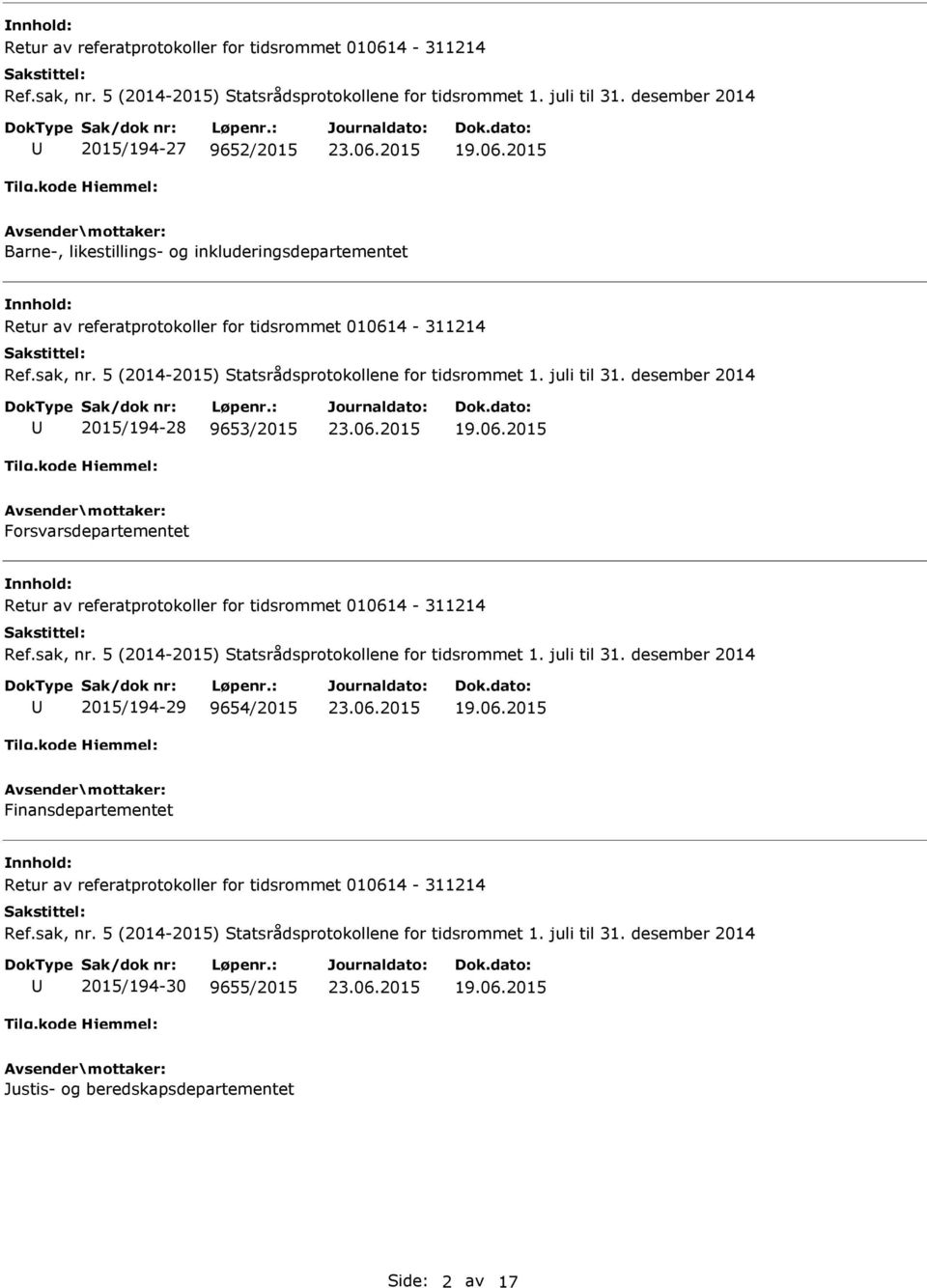 Forsvarsdepartementet 2015/194-29 9654/2015