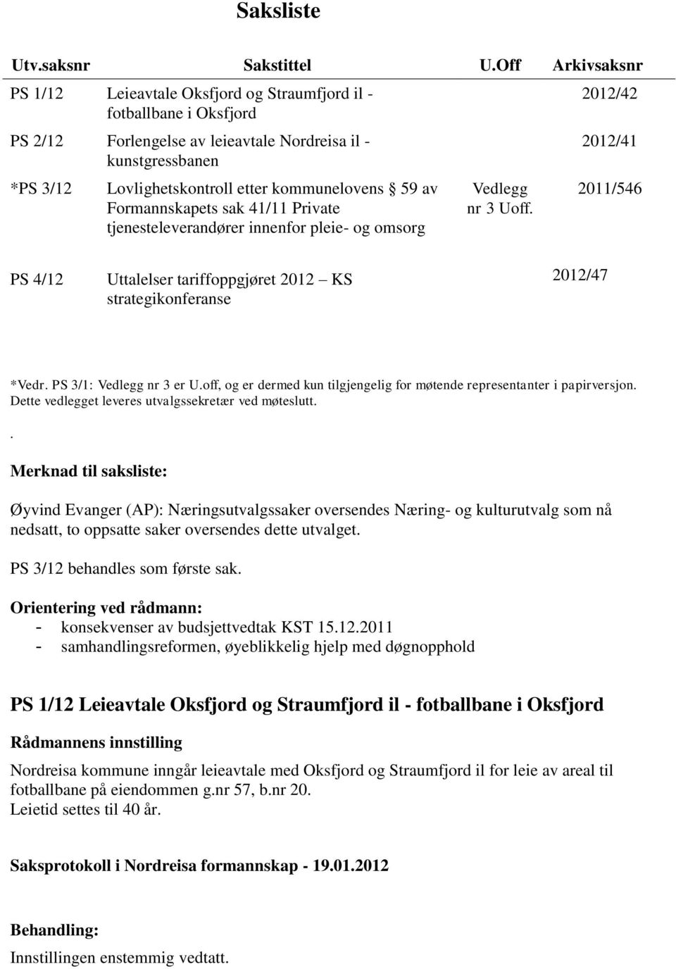 59 av Formannskapets sak 41/11 Private tjenesteleverandører innenfor pleie- og omsorg Vedlegg nr 3 Uoff.