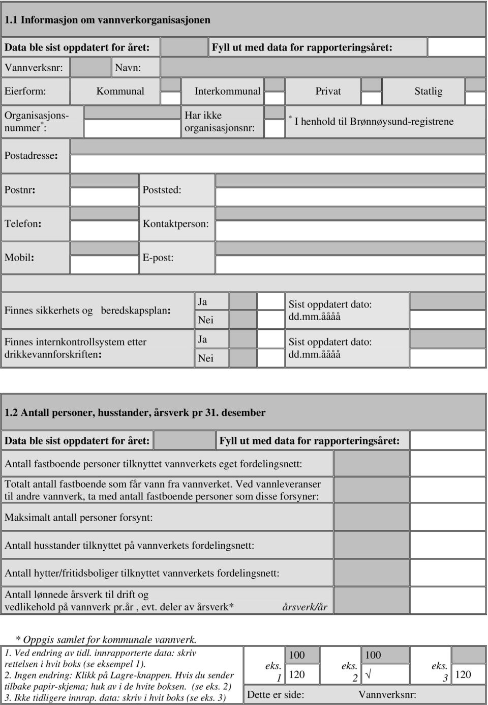 mm.åååå Sist oppdatert dato: dd.mm.åååå 1.2 Antall personer, husstander, årsverk pr 31.