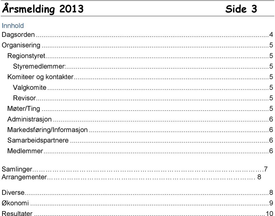 .. 5 Møter/Ting... 5 Administrasjon... 6 Markedsføring/Informasjon.