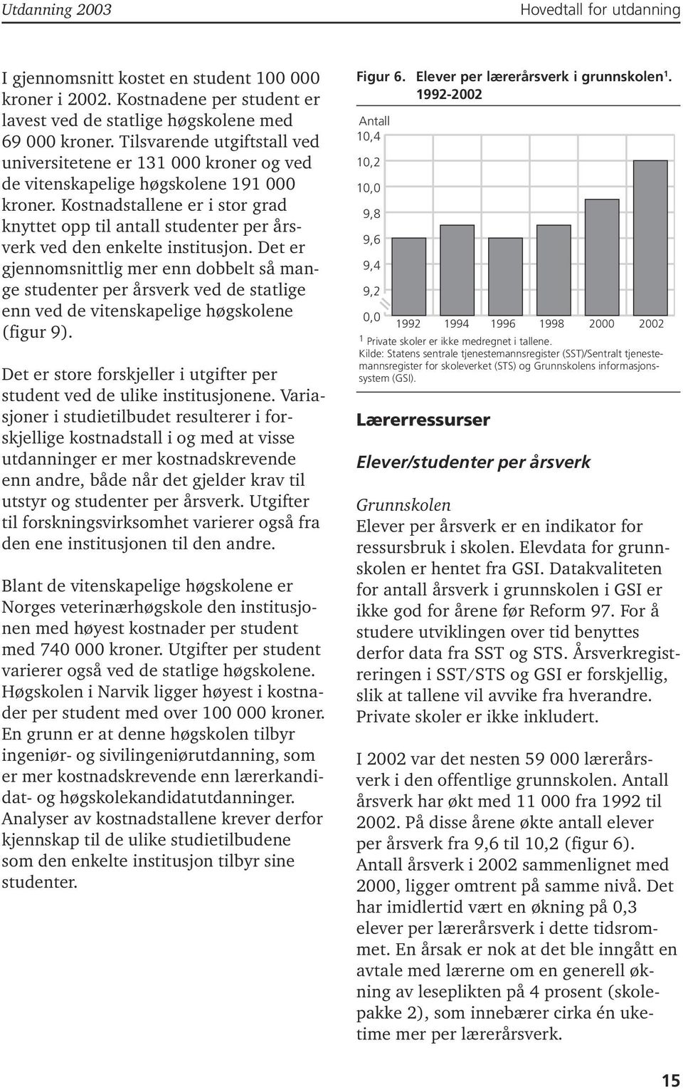 Kostnadstallene er i stor grad knyttet opp til antall studenter per årsverk ved den enkelte institusjon.