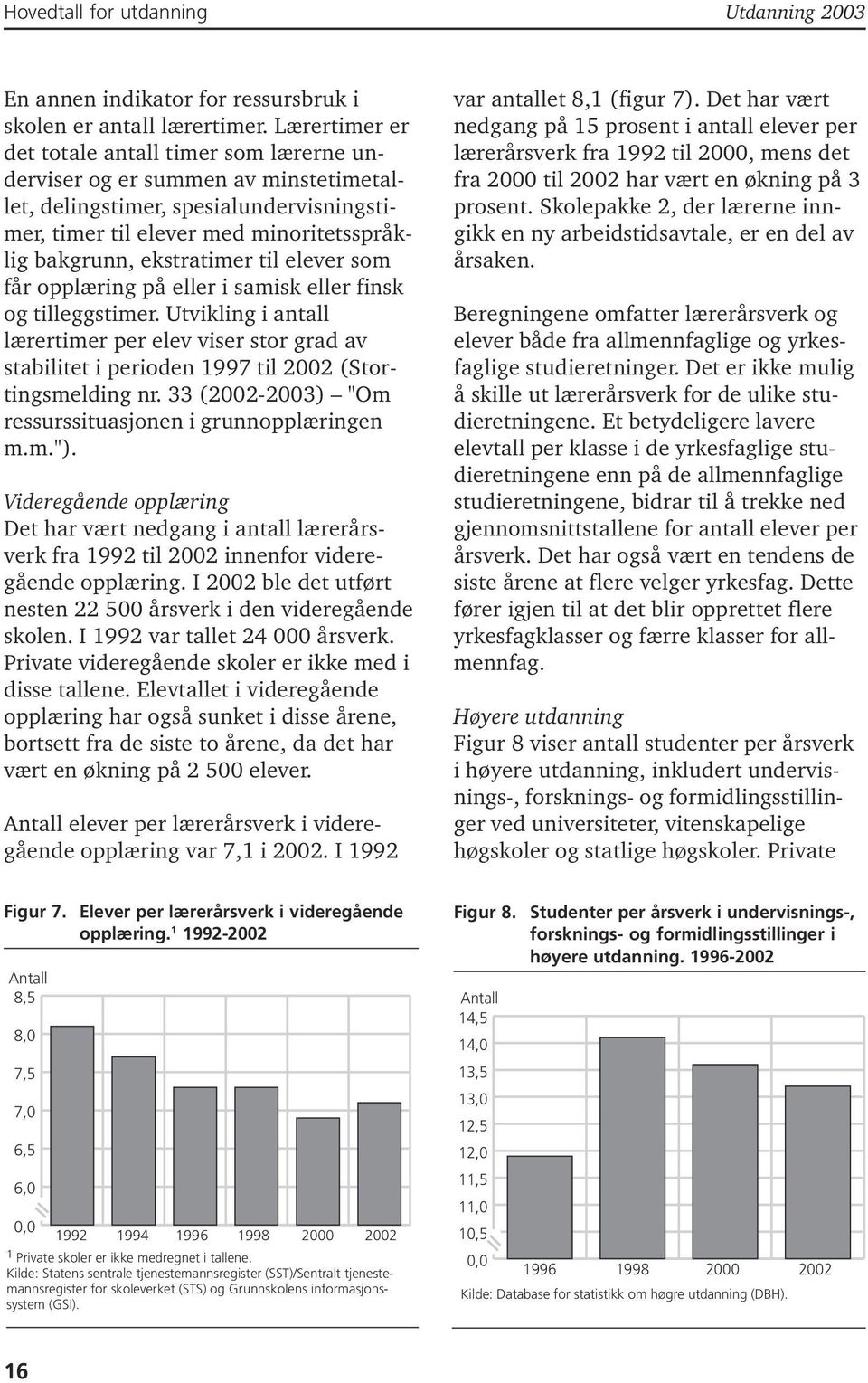 til elever som får opplæring på eller i samisk eller finsk og tilleggstimer. Utvikling i antall lærertimer per elev viser stor grad av stabilitet i perioden 1997 til 22 (Stortingsmelding nr.