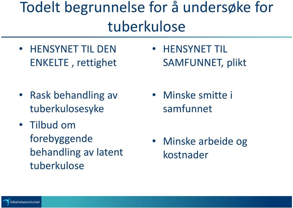 behandling av tuberkulosesyke Tilbud om forebyggende behandling