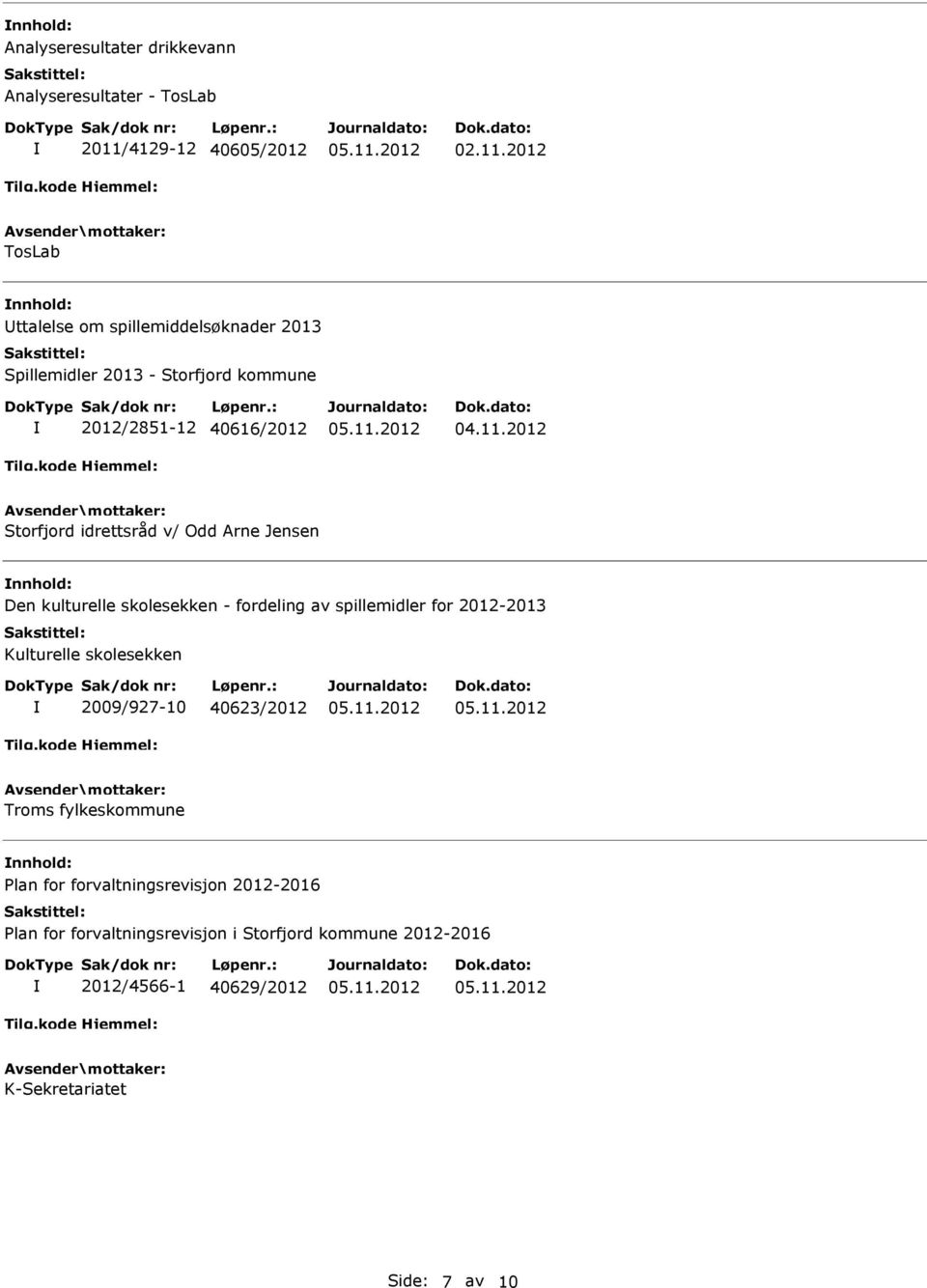 2012 Storfjord idrettsråd v/ Odd Arne Jensen Den kulturelle skolesekken - fordeling av spillemidler for 2012-2013 Kulturelle