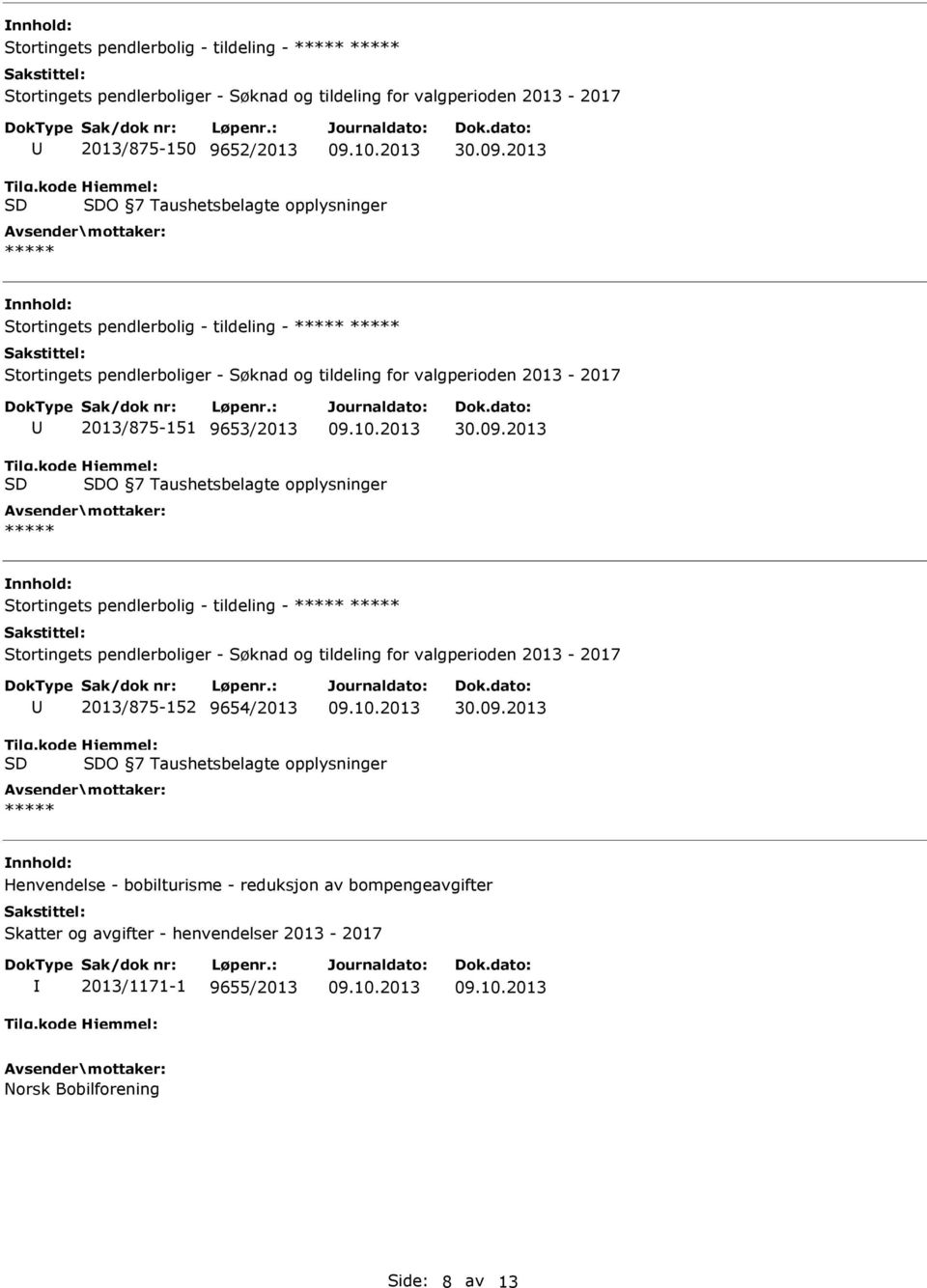 tildeling - 2013/875-152 9654/2013 O 7 Taushetsbelagte opplysninger Henvendelse - bobilturisme - reduksjon av