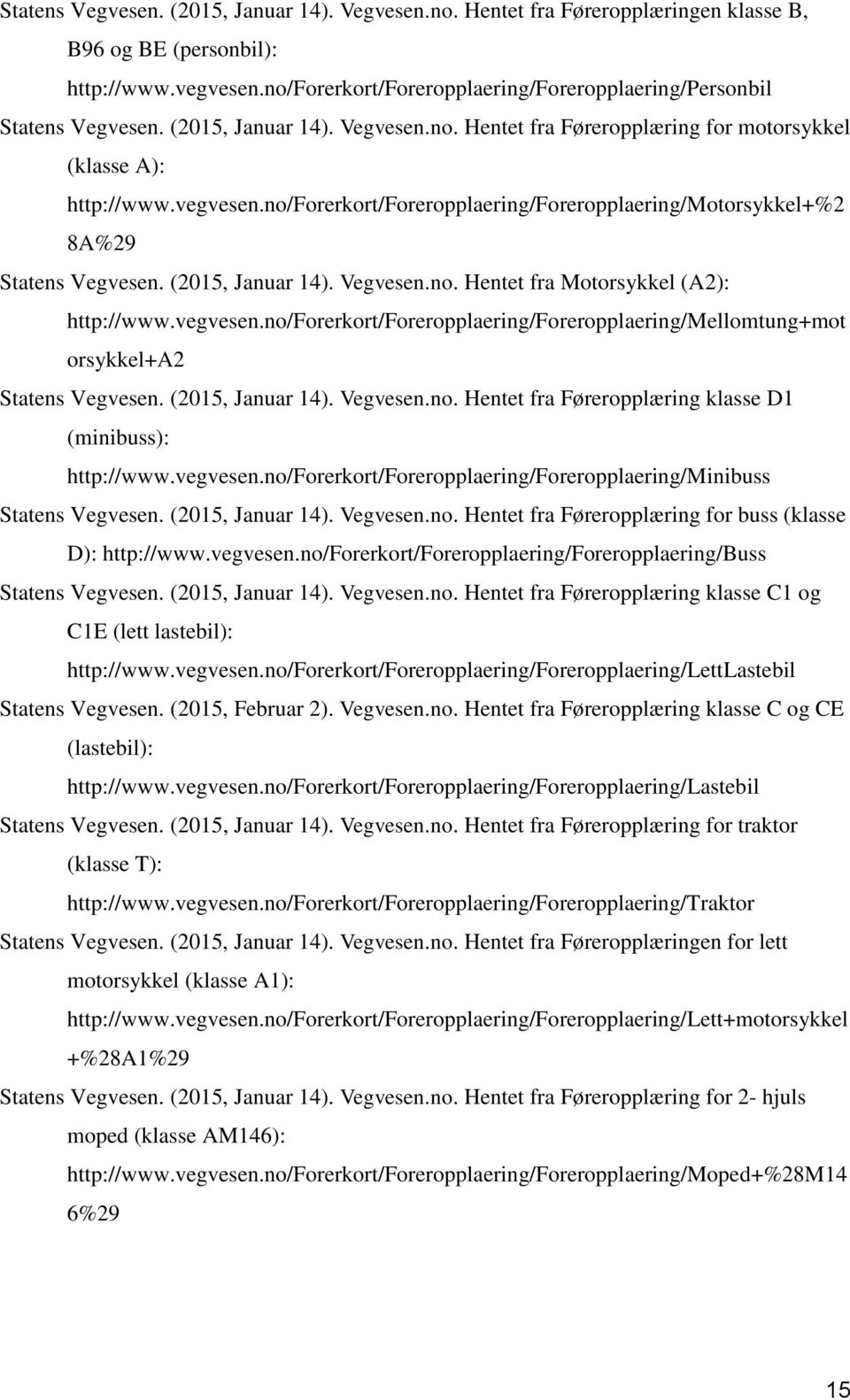 no/forerkort/foreropplaering/foreropplaering/motorsykkel+%2 8A%29 Statens Vegvesen. (2015, Januar 14). Vegvesen.no. Hentet fra Motorsykkel (A2): http://www.vegvesen.