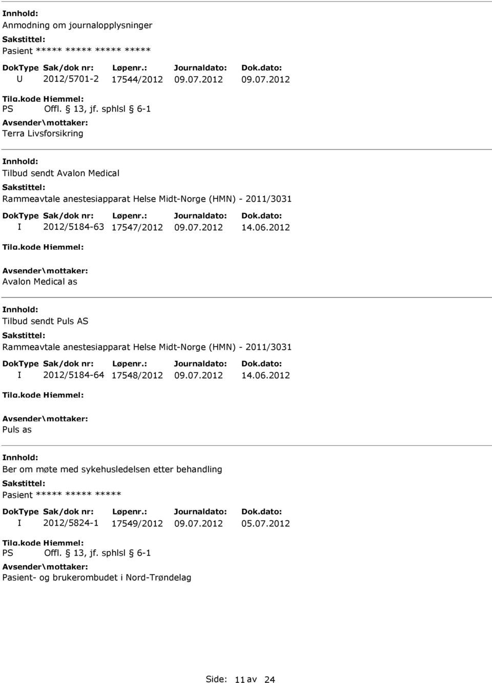 2012 Avalon Medical as Tilbud sendt Puls AS 2012/5184-64 17548/2012 14.06.