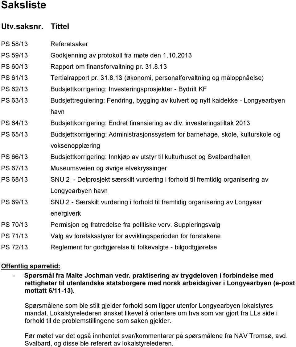 PS 64/13 Budsjettkorrigering: Endret finansiering av div.