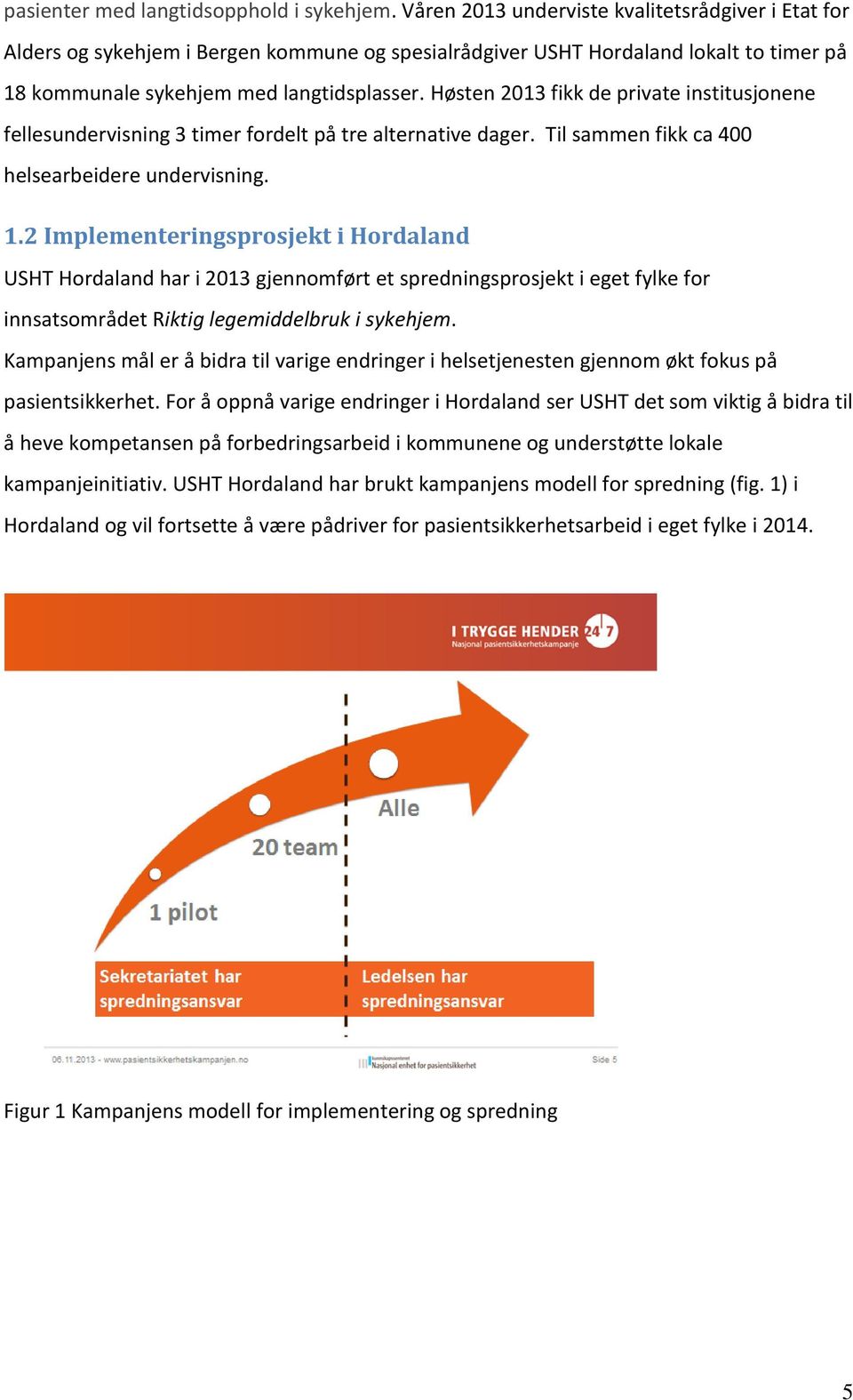 Høsten 2013 fikk de private institusjonene fellesundervisning 3 timer fordelt på tre alternative dager. Til sammen fikk ca 400 helsearbeidere undervisning. 1.