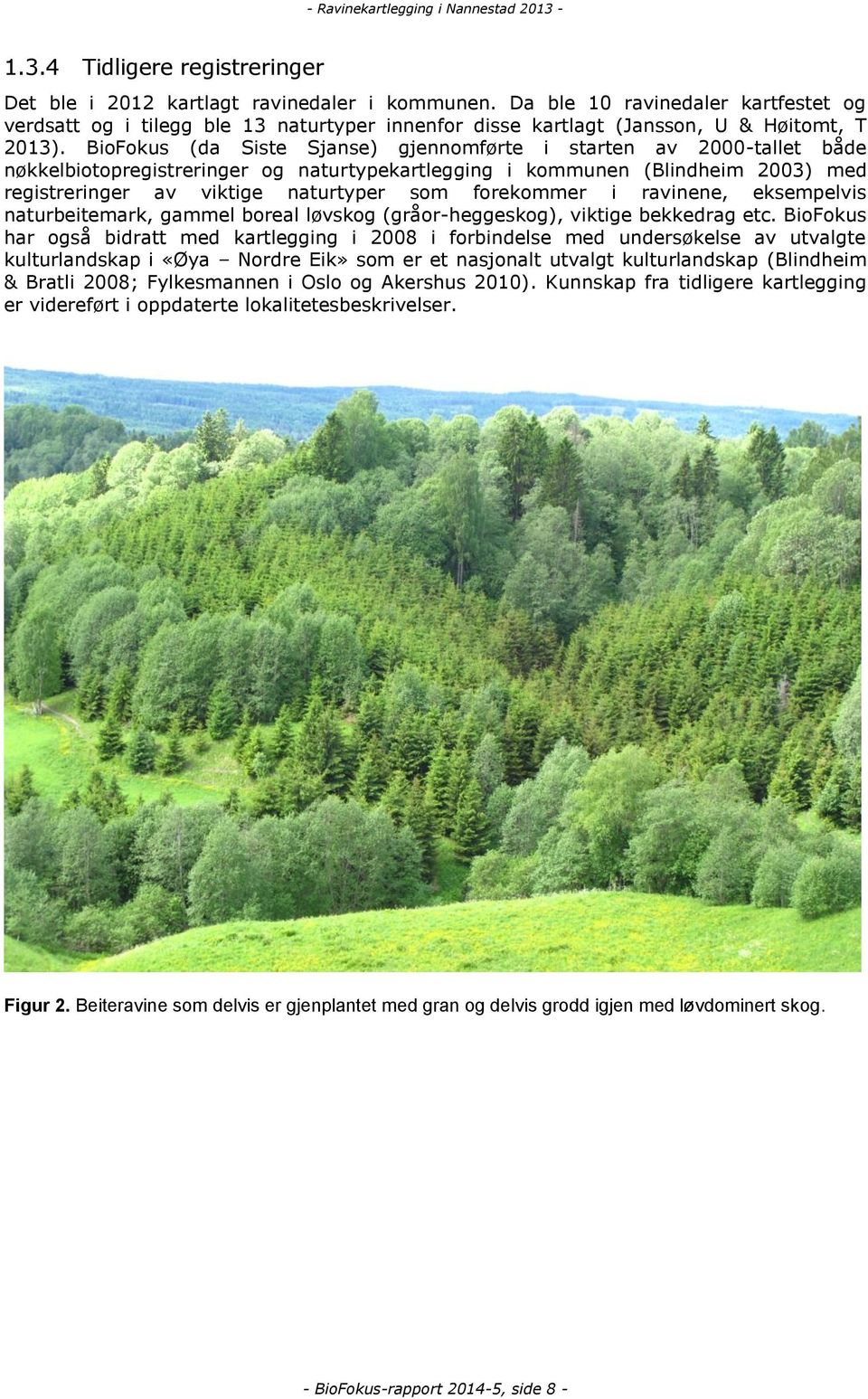 BioFokus (da Siste Sjanse) gjennomførte i starten av 2000-tallet både nøkkelbiotopregistreringer og naturtypekartlegging i kommunen (Blindheim 2003) med registreringer av viktige naturtyper som