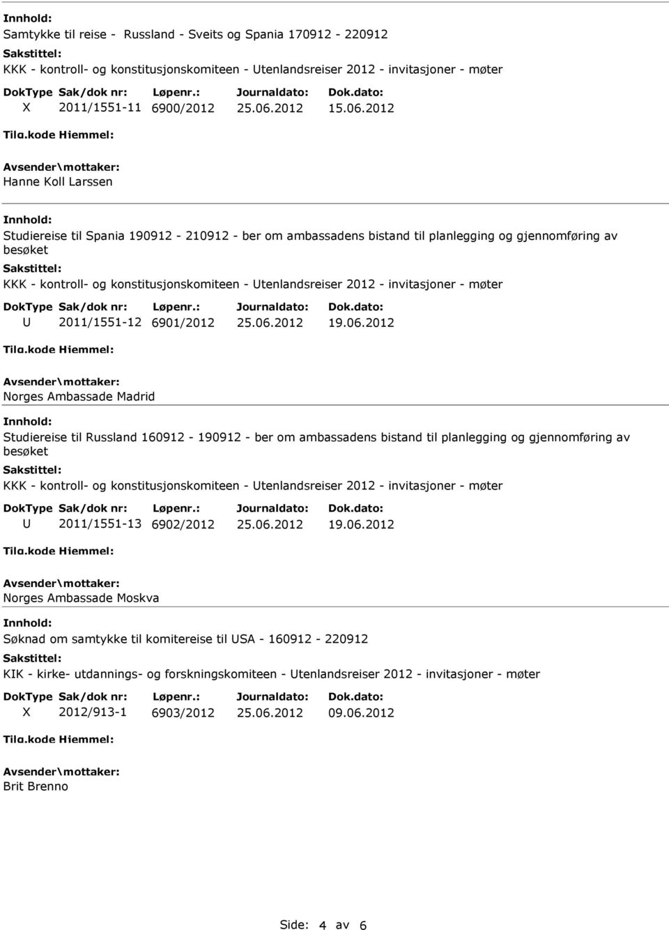 2011/1551-12 6901/2012 Norges Ambassade Madrid Studiereise til Russland 160912-190912 - ber om ambassadens bistand til planlegging og gjennomføring av besøket KKK - kontroll- og konstitusjonskomiteen