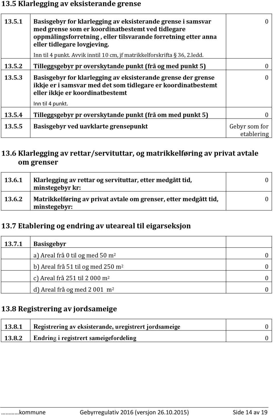 2 Tilleggsgebyr pr overskytande punkt (frå og med punkt 5)