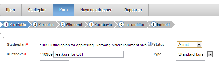 6. Detaljer for kurset du har valgt. Nede til høyre finner du funksjonsknapper for å redigere detaljene, sende kurset til godkjenning og knappen Avslutt kurs når kursets sluttdato er passert. 7.