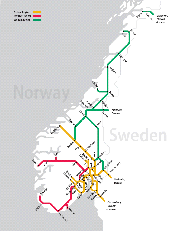 Banedivisjonen omfatter 10 Banesjefområder +