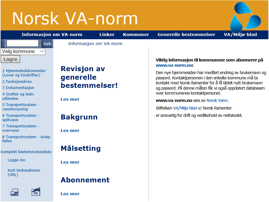 Norsk VA-norm (www.va-norm.