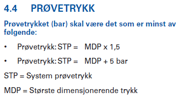 Eksempel på bruk Oppfølging av sluttkontroll av vannledning; PVC-U DN225 SDR 21 Lengde 200 meter: Trykkrøving: